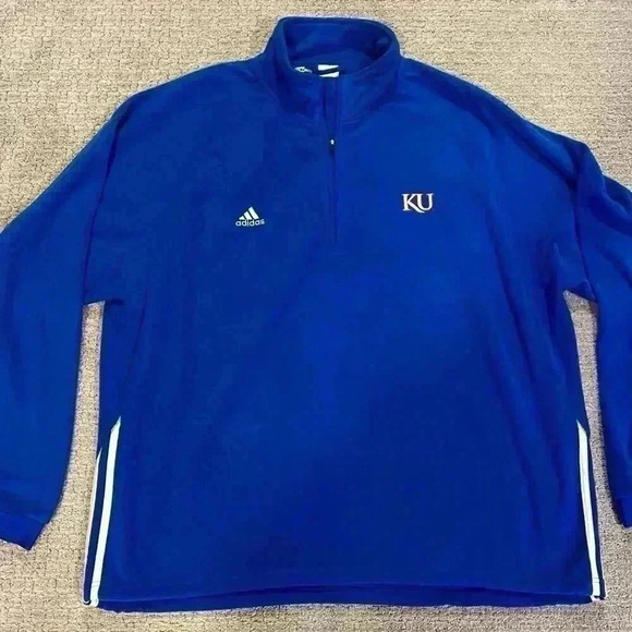 Kansas Jayhawks Adidas ClimaWarm 1/4 Zip Fleece pullover size XL color Blue - Picture 1 of 5